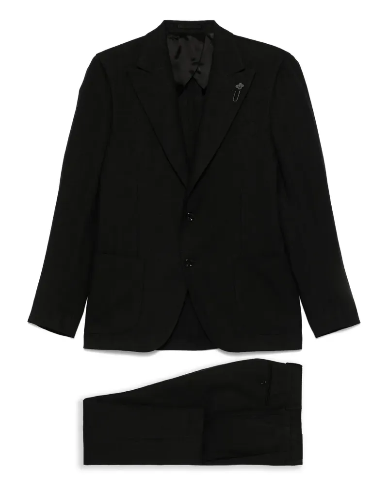 LARDINI Anzug mit Brosche - Schwarz Schwarz