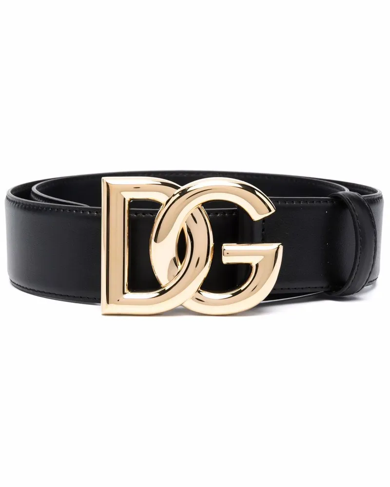 Dolce & Gabbana Gürtel mit Logo-Schild - Schwarz Schwarz