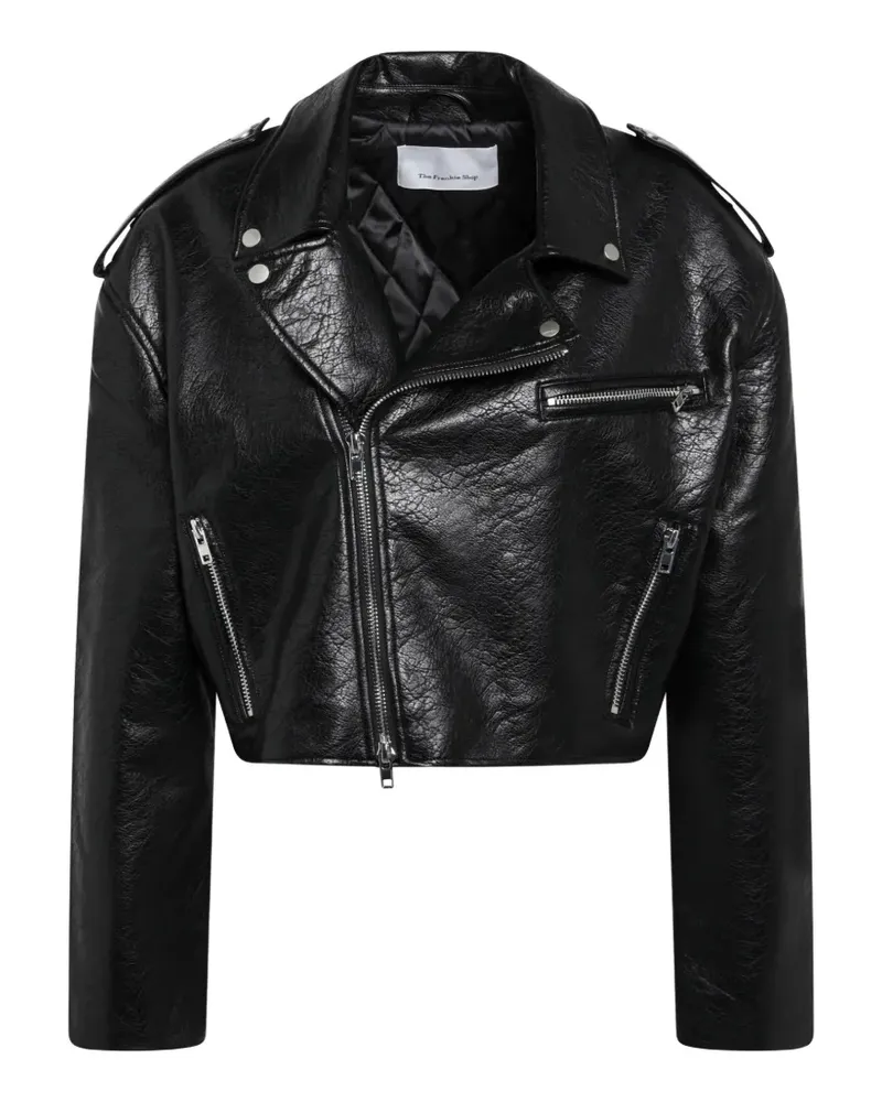 FRANKIE Shop Daphne cropped biker jacket - Schwarz Schwarz