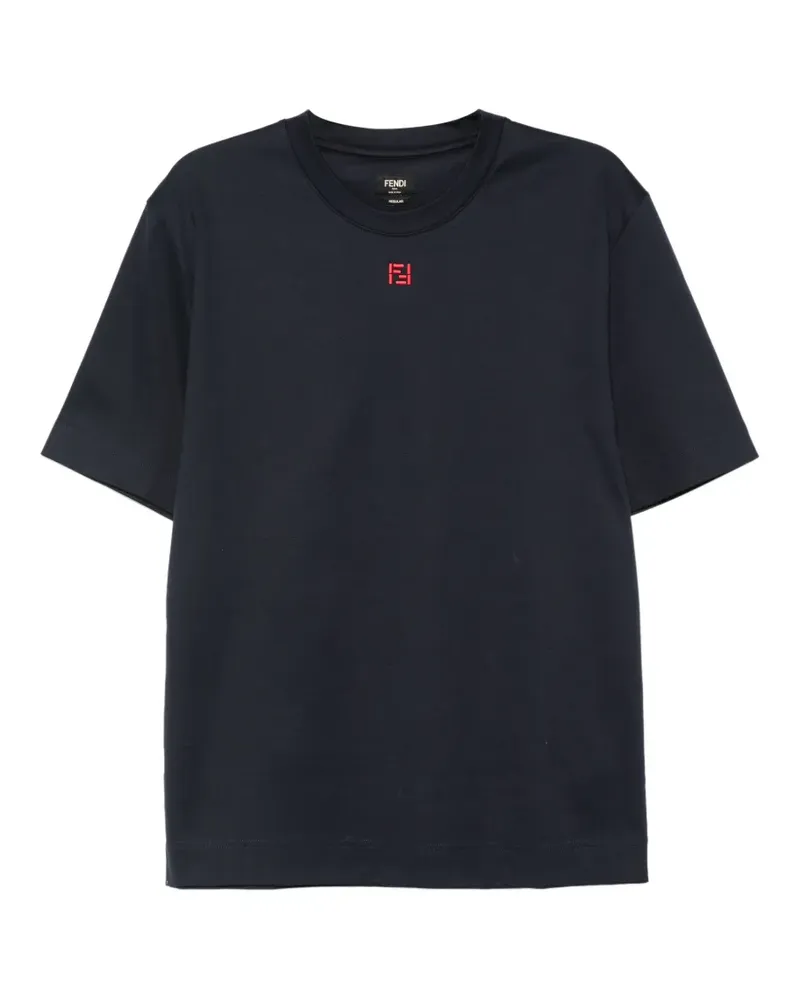 Fendi T-Shirt mit Logo-Stickerei - Blau Blau