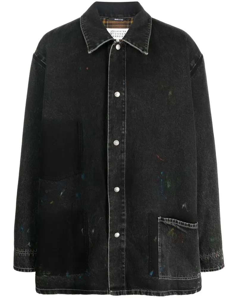 Maison Margiela Einreihiger Jeansmantel - Schwarz Schwarz