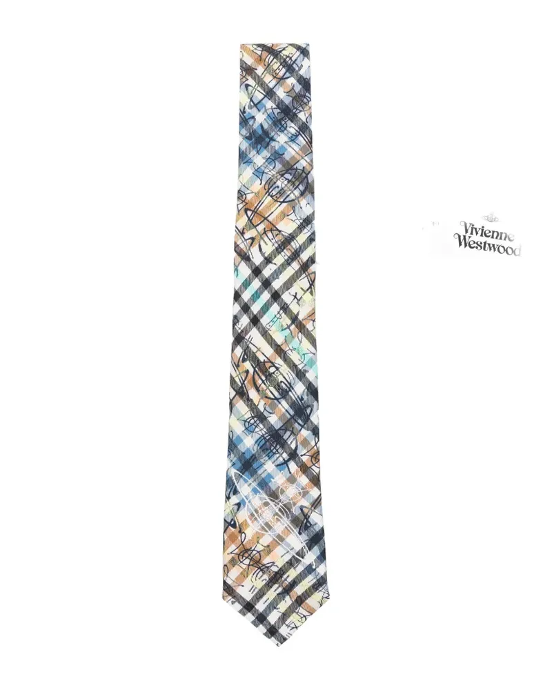 Vivienne Westwood Orb-print check-pattern tie - Braun Braun