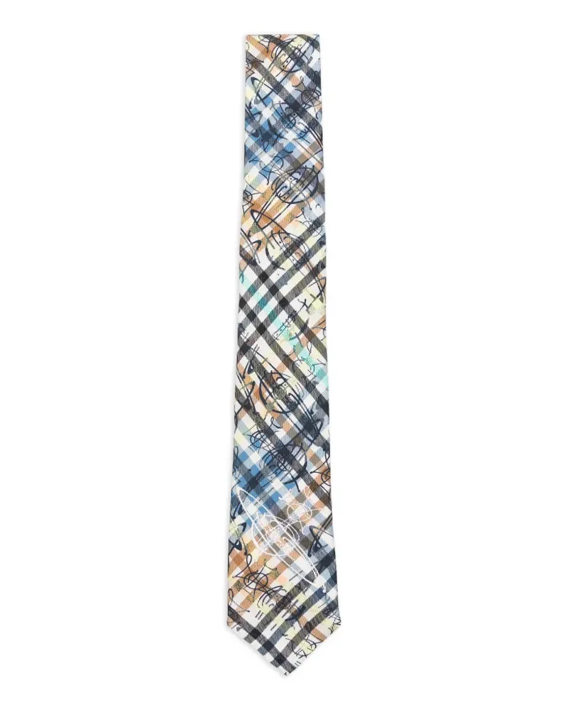 Vivienne Westwood Orb-print check-pattern tie - Braun Braun