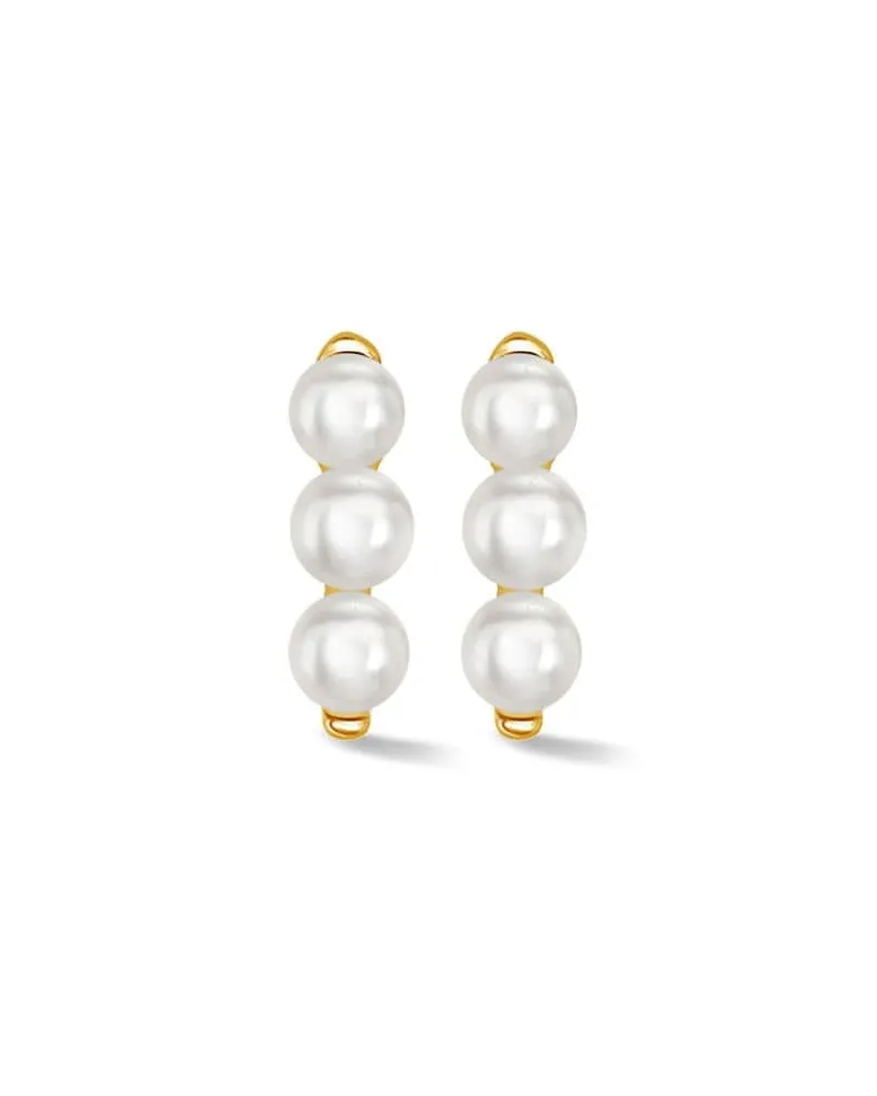 Dower & Hall Timeless Triple Pearl Bar Ohrstecker Gold