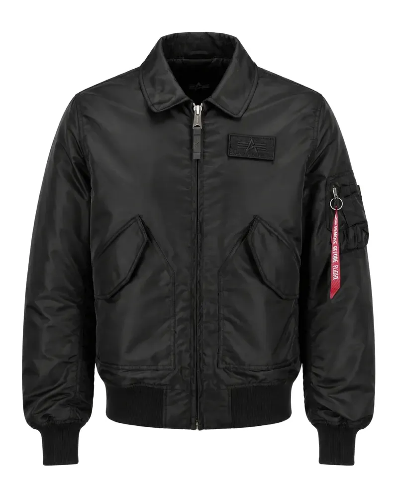 Alpha Industries CWU-36/P TT logo-patch zip-up jacket - Schwarz Schwarz