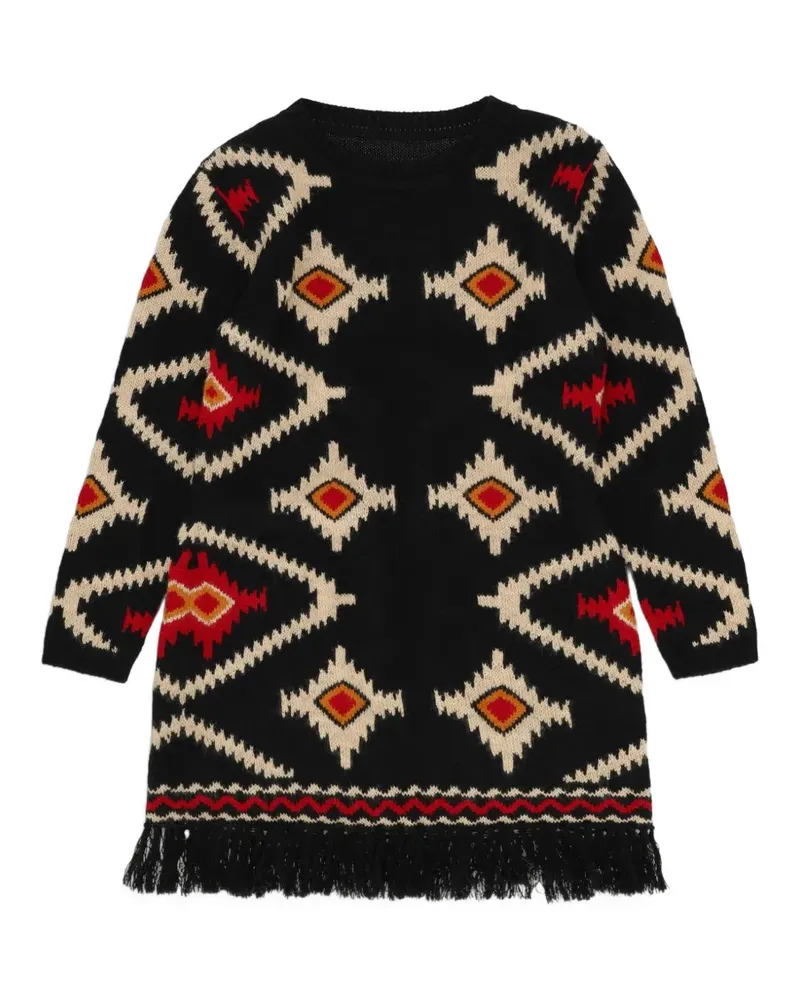Fortela Lilium Pullover mit geometrischem Muster und Fransen - Schwarz Schwarz