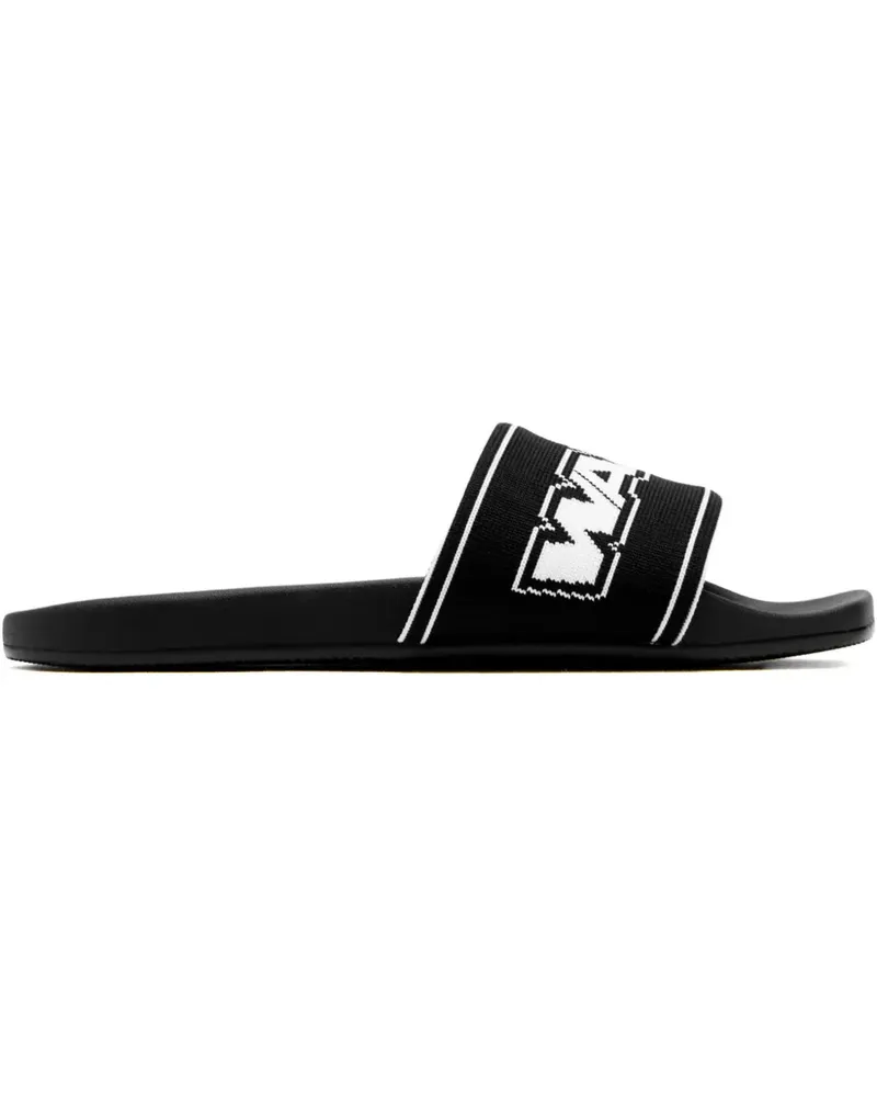 Alexander Wang Pantoletten mit Logo-Riemen - Schwarz Schwarz