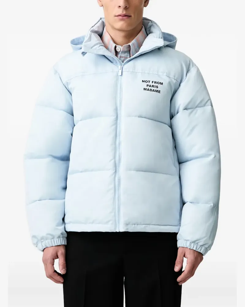 Drôle de Monsieur Slogan hooded puffer jacket - Blau Blau