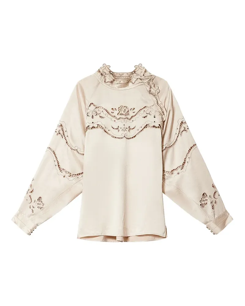 Isabel Marant Enelia Bluse aus Seidensatin mit Lochstickerei - Nude Nude
