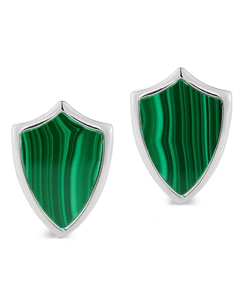 MATEO Malachite Shield Manschettenknöpfe - Silber Silber
