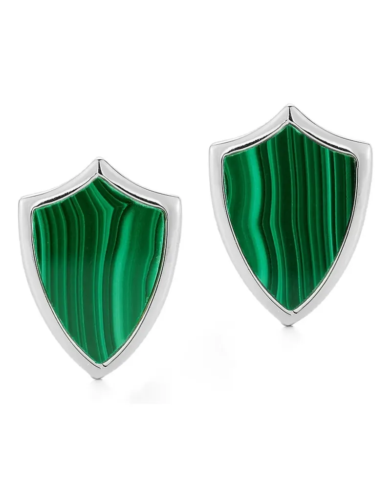 MATEO Malachite Shield Manschettenknöpfe - Silber Silber