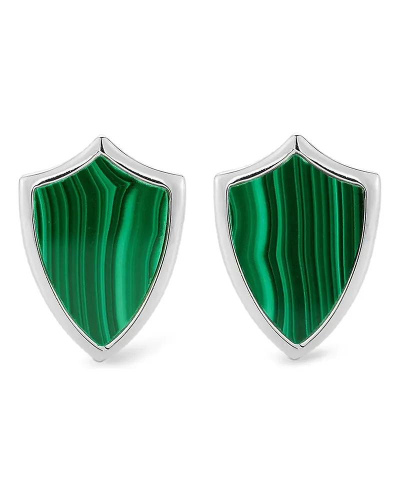 MATEO Malachite Shield Manschettenknöpfe - Silber Silber