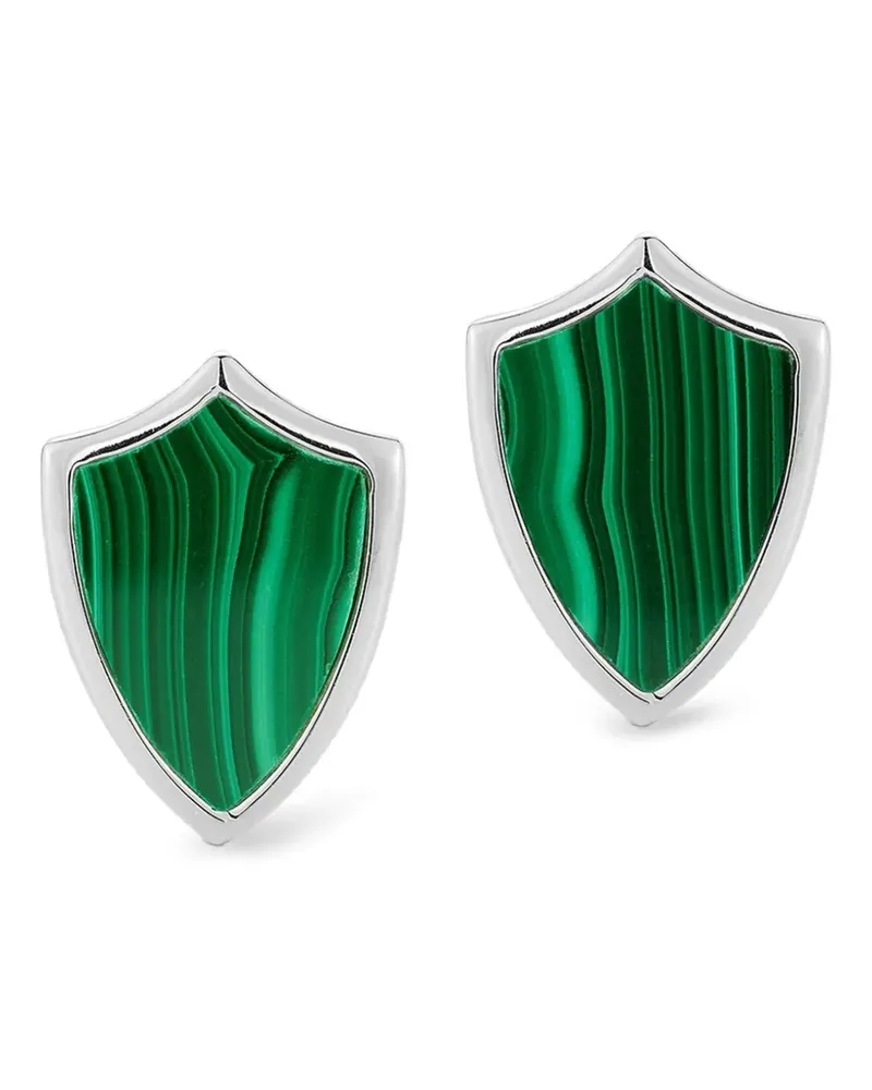MATEO Malachite Shield Manschettenknöpfe - Silber Silber