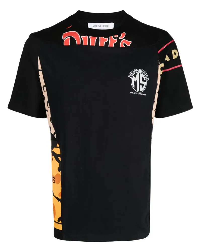 Marine Serre Regenerated T-Shirt im Patchwork-Look - Schwarz Schwarz
