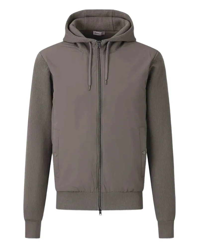 Herno Gerippte Kapuzenjacke - Grau Grau