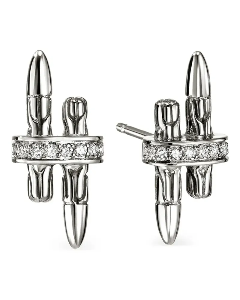 John Hardy Ohrstecker aus Sterlingsilber mit Diamant Silber