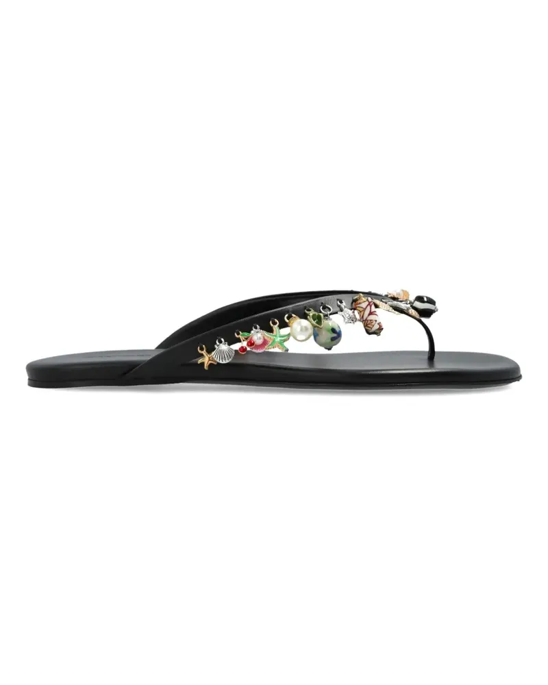 Christopher Esber Memento charm-embellished leather flip-flops - Schwarz Schwarz