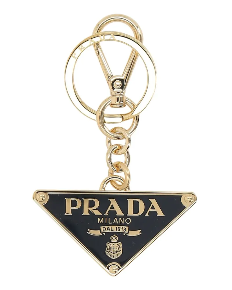 Prada Schlüsselanhänger mit emailliertem Triangel-Logo - Gold Gold