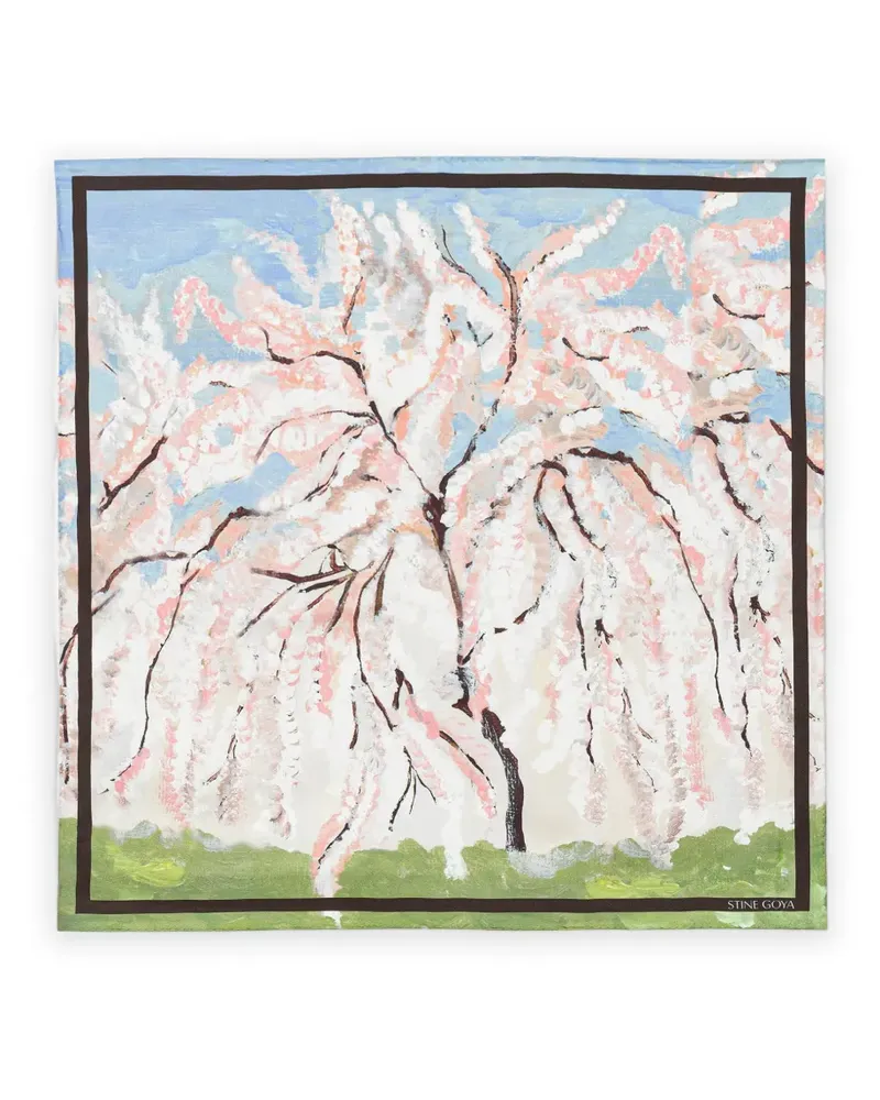 Stine Goya Tuch mit Kirschblüten-Print - Weiß Weiß