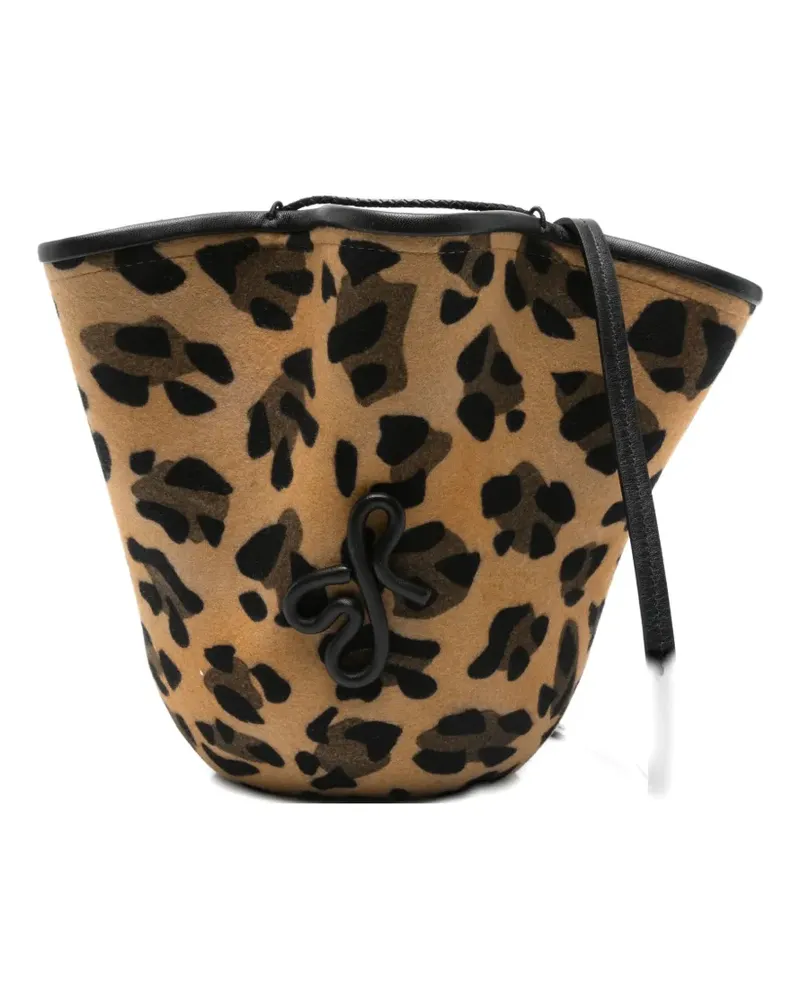 RUSLAN BAGINSKIY Gerüschte Beuteltasche mit Leoparden-Print - Braun Braun