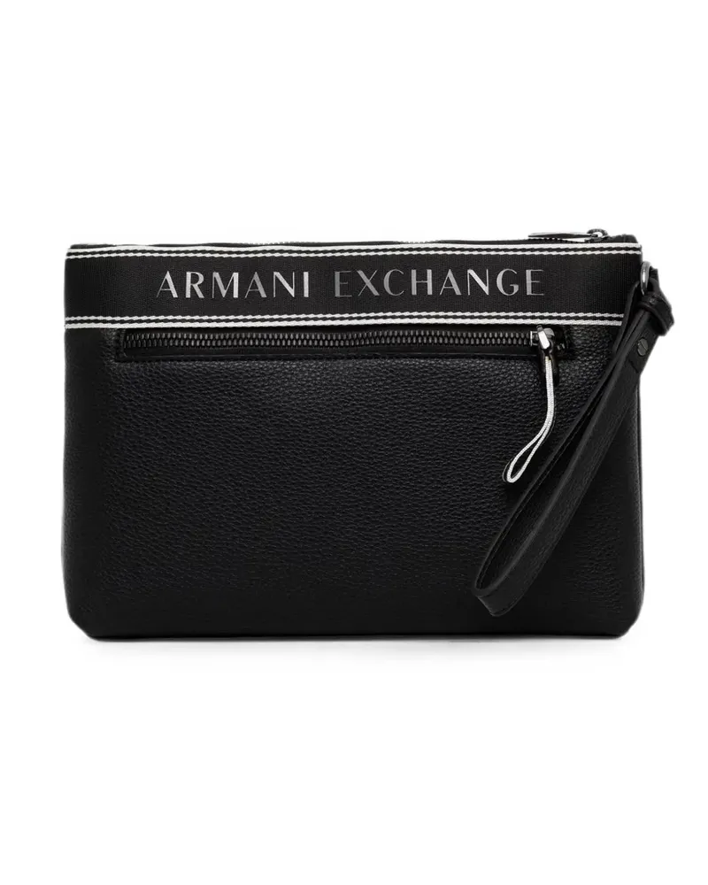 Armani Exchange Clutch mit Logo-Print - Schwarz Schwarz