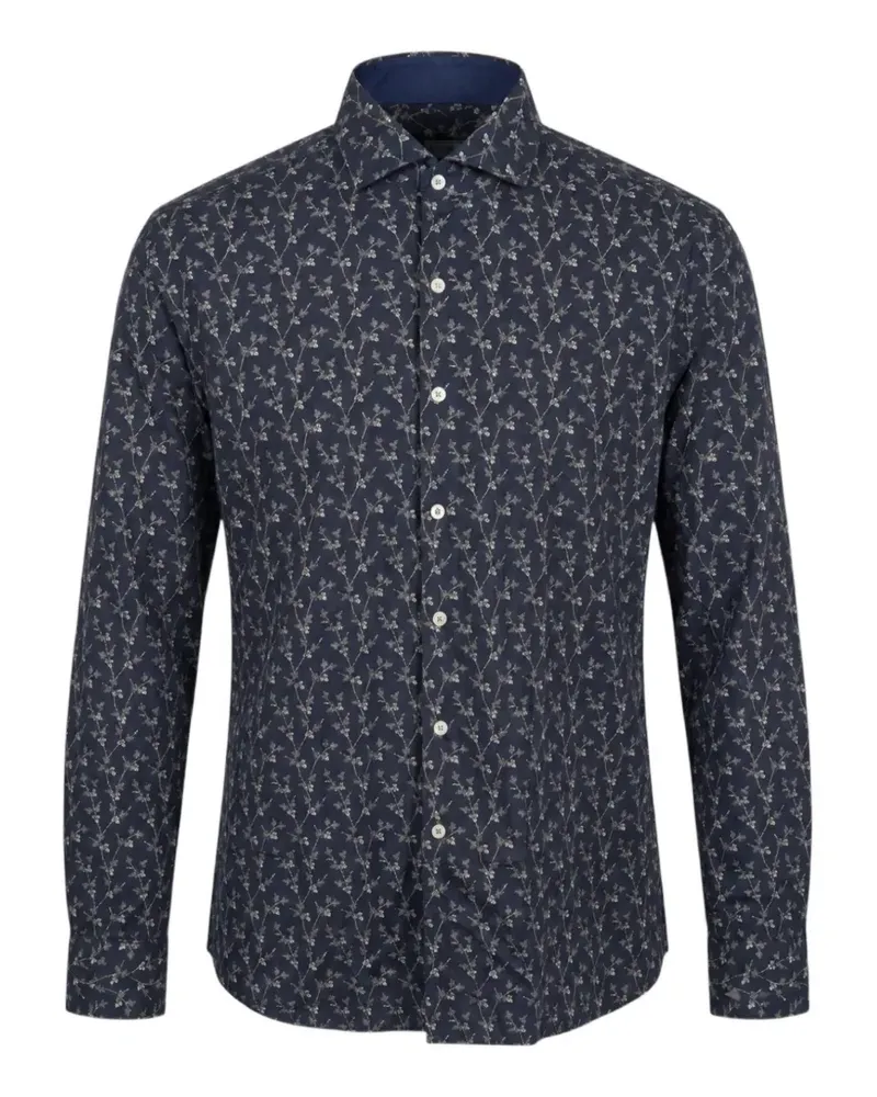 XACUS floral-print long-sleeve shirt - Blau Blau