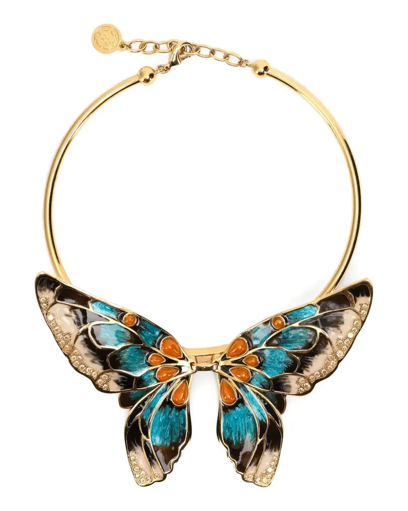Roberto Cavalli Kristallverzierte Halskette mit Schmetterling - Gold Gold