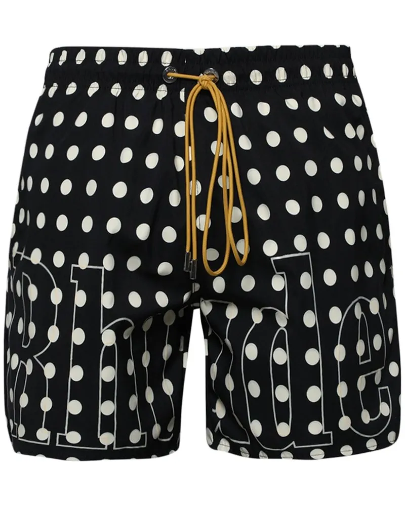 RHUDE Badeshorts mit Polka Dots - Schwarz Schwarz