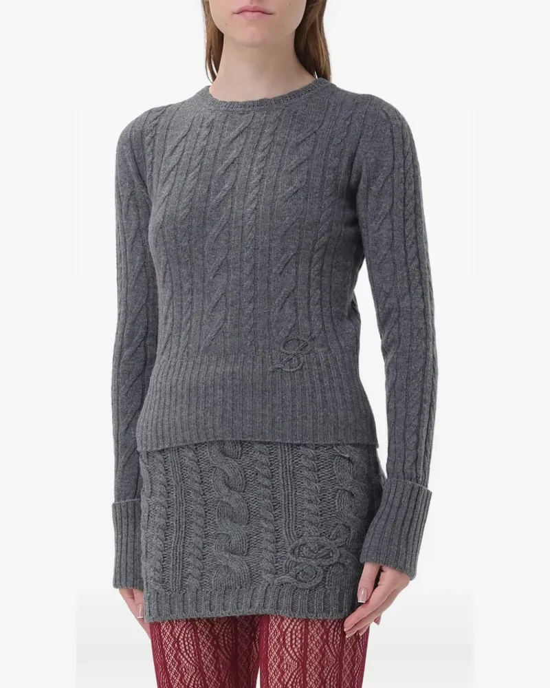 Blumarine Rundhals-Pullover mit Zopfmuster - Grau Grau