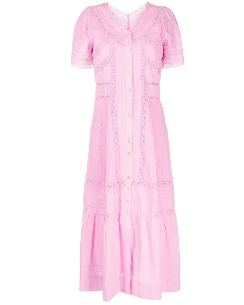 LoveShackFancy Besticktes Midikleid - Rosa Rosa