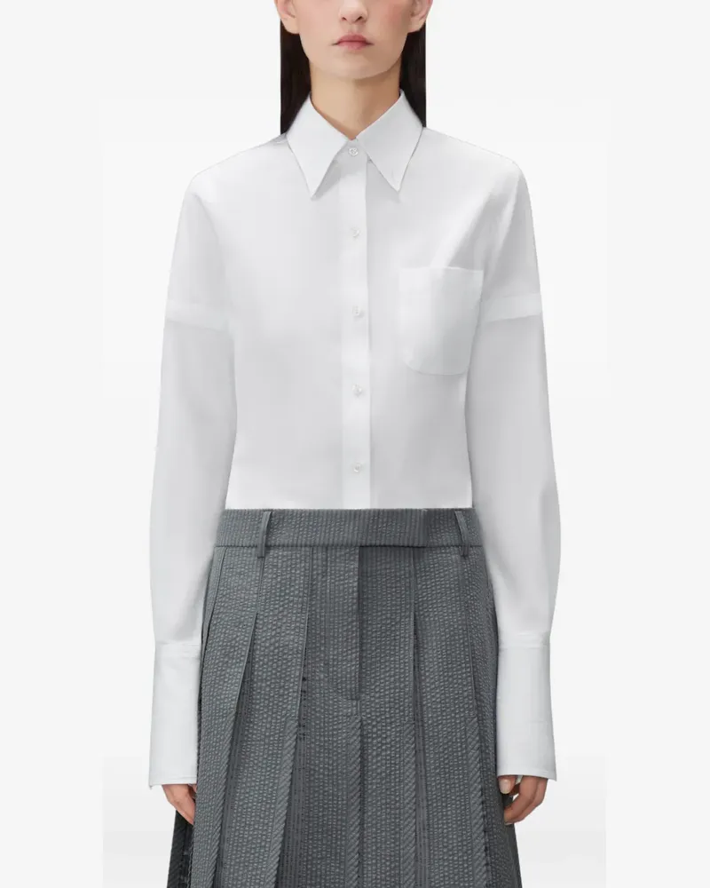 Thom Browne Hemd aus Popeline mit Armbändern und französischen Bündchen - Weiß Weiß