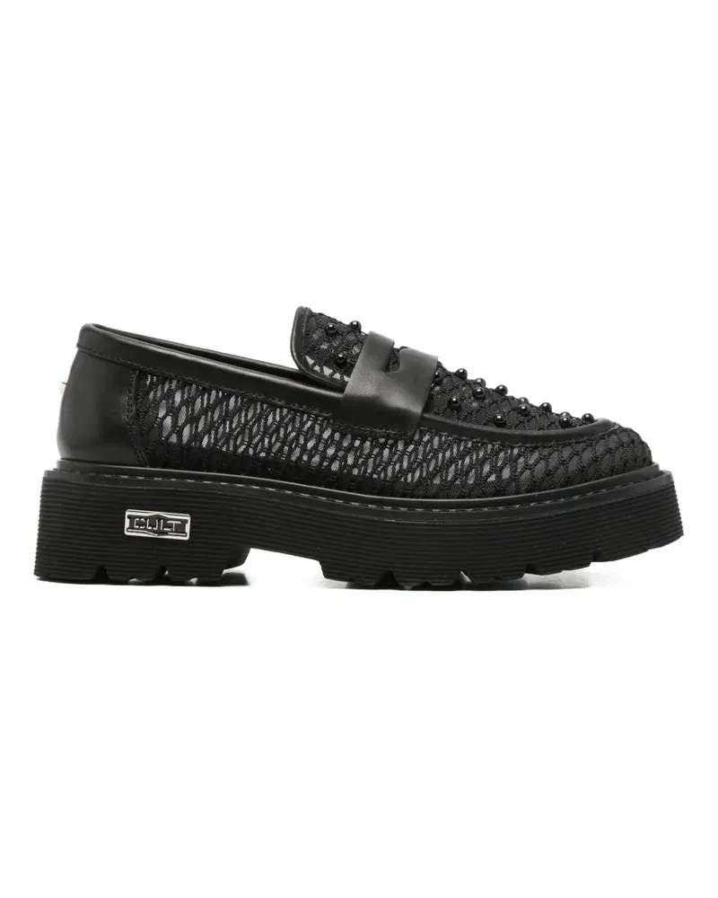 Cult Slash beaded leather sneakers - Schwarz Schwarz