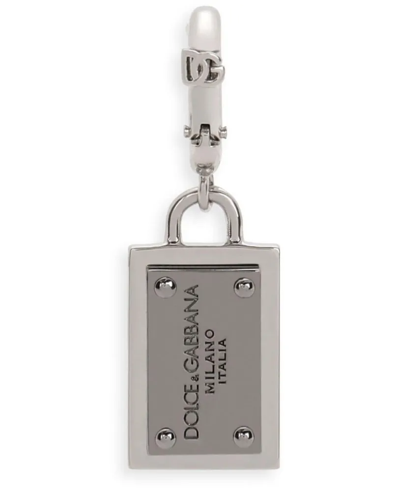 Dolce & Gabbana Schlüsselanhänger mit Logo-Schild - Silber Silber