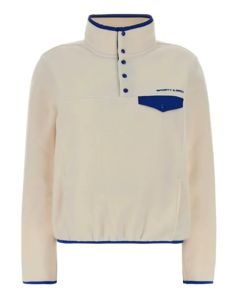 SPORTY & RICH Sweatshirt mit Fleece-Struktur und Logo-Print - Weiß Weiß