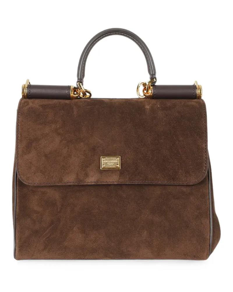 Dolce & Gabbana small My Sicily handbag in split calfskin - Braun Braun
