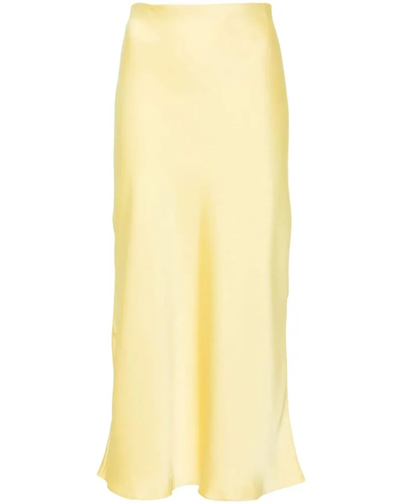 Patrizia Pepe Satin-Midirock mit Logo-Schild - Gelb Gelb