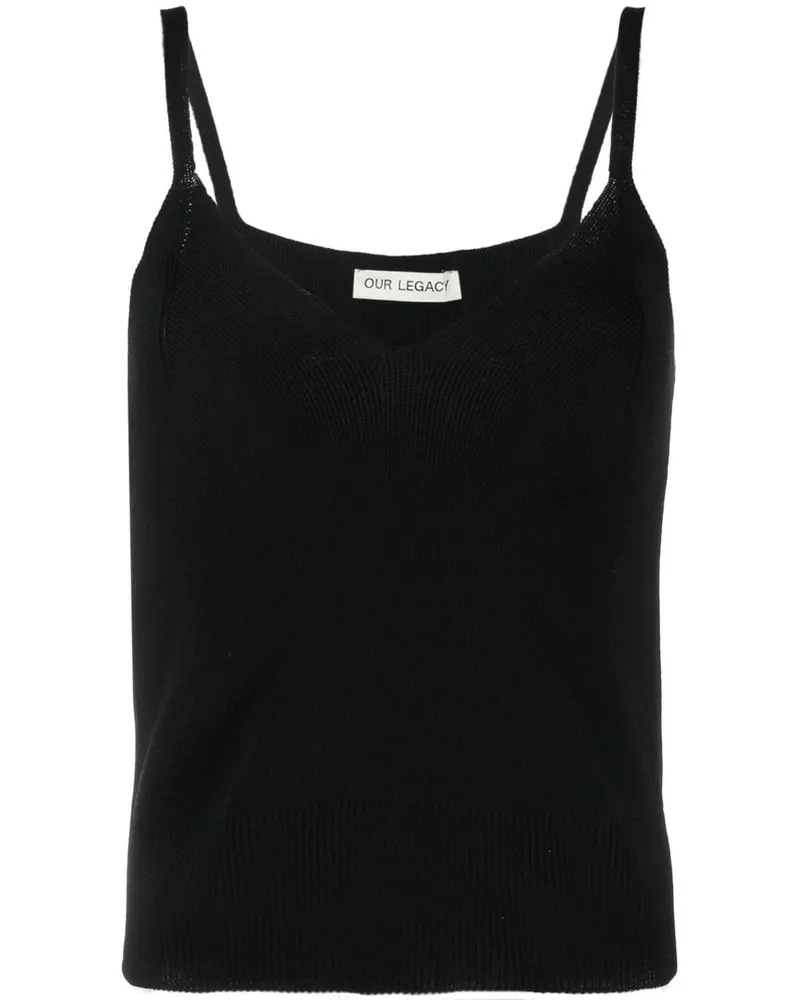 Our Legacy Geripptes Top - Schwarz Schwarz