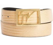 lizard-effect logo-buckle belt