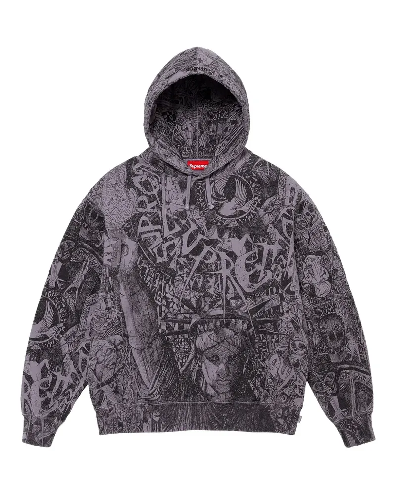 Supreme Being Liberty-print hoodie - Violett Violett