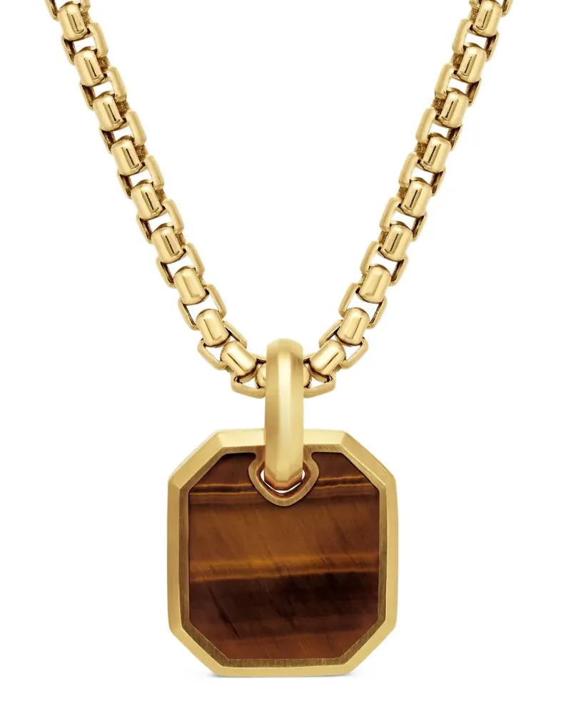 David Yurman 18kt Roman Gelbgoldamulett mit Tigerauge 15mm - Braun Braun