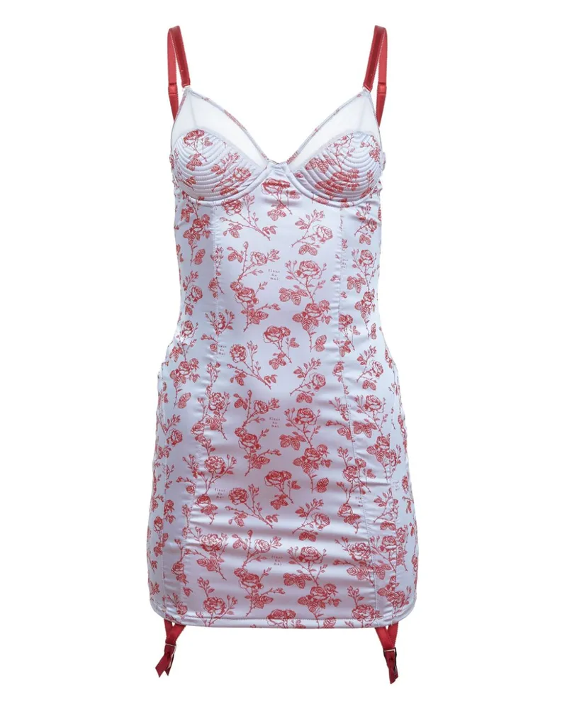 Fleur Du Mal Bebe Camisole-Kleid aus Rosen-Jacquard - Blau Blau