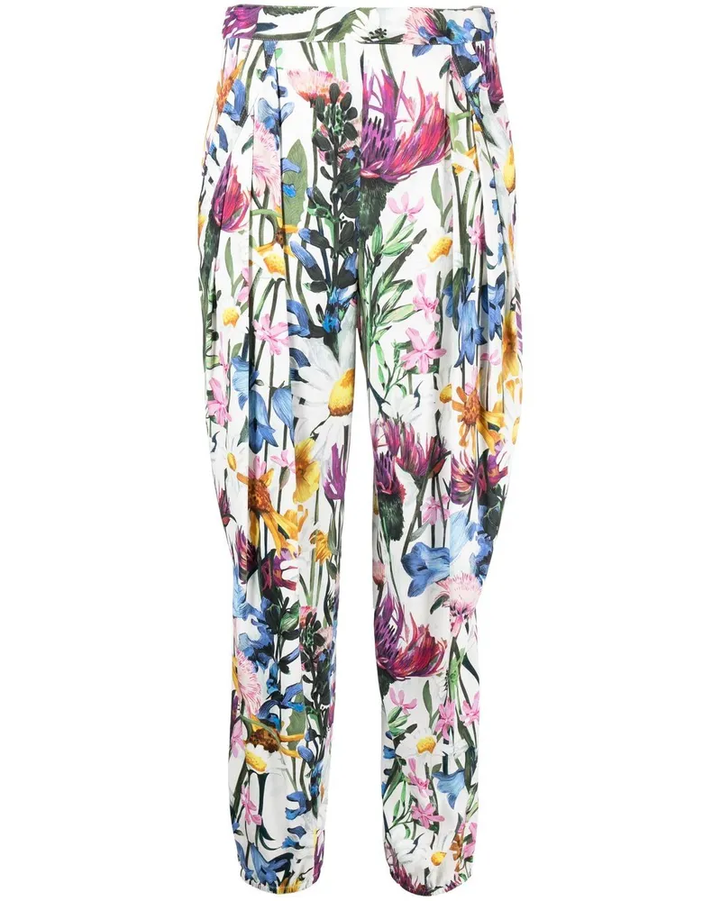 Stella McCartney Tapered-Hose mit Blumen-Print Weiß