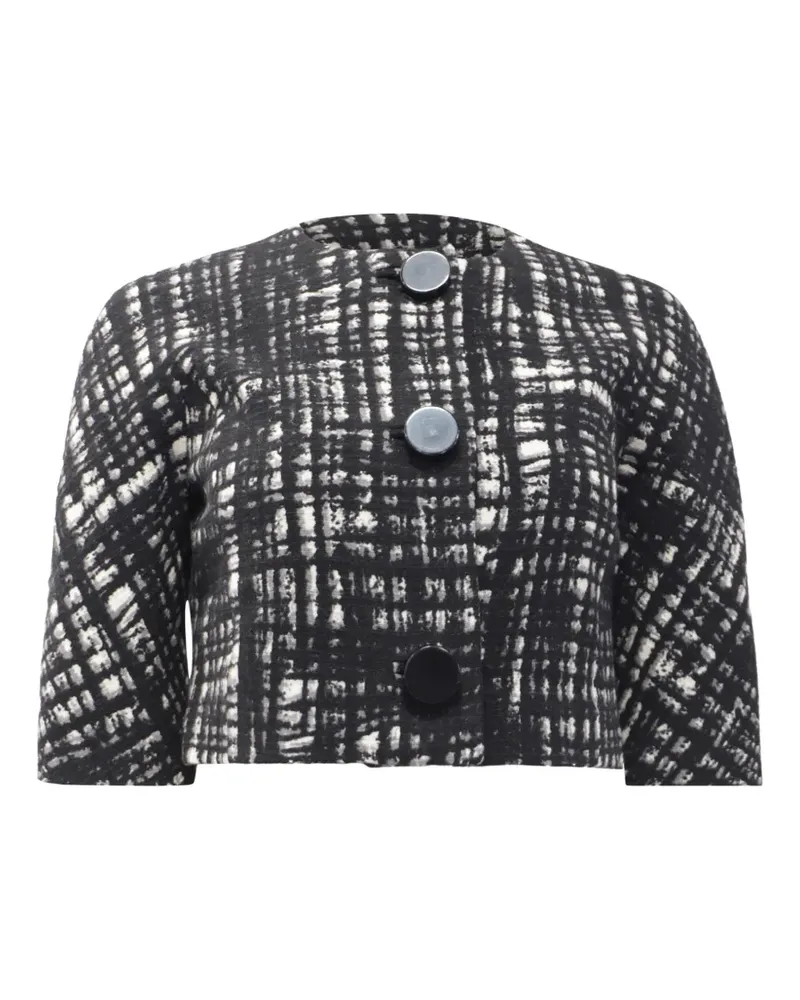 Michael Kors tweed single-breasted cropped blazer - Schwarz Schwarz