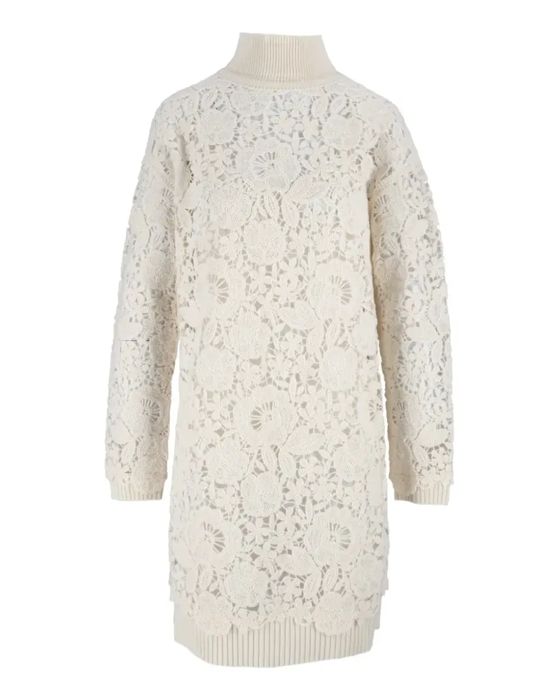 Ermanno Scervino lace-panelled high-neck mini dress - Weiß Weiß