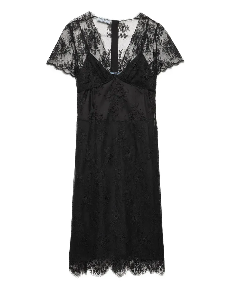 Prada scalloped lace mini dress - Schwarz Schwarz