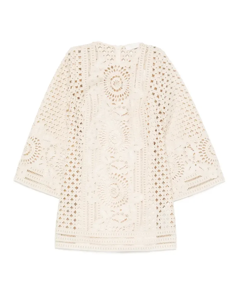 Zimmermann ZIM INDRA EMBROIDERED MINI DRESS TEA Tea