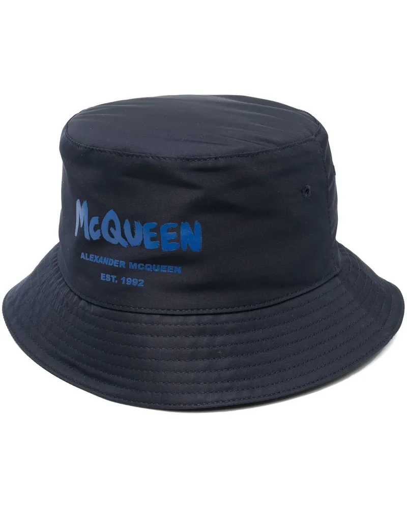 Alexander McQueen Fischerhut mit Logo-Print - Blau Blau