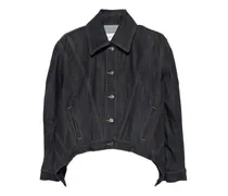 curved-hem denim jacket - Blau