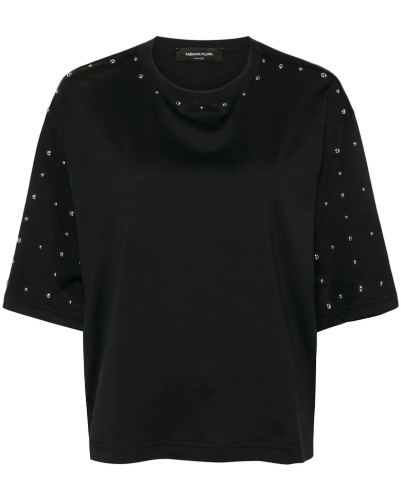 Fabiana Filippi T-Shirt mit Nieten - Schwarz Schwarz