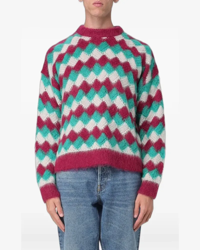 BONSAI Joy jacquard-knit diamond-pattern sweater - Rosa Rosa